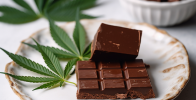 cannabis_schokolade_auf_weissem_teller_auf_hellem_tisch