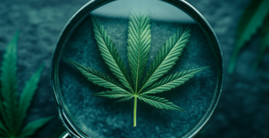cannabis_blatt_mit_lupe_vor_dunklem_hintergrund