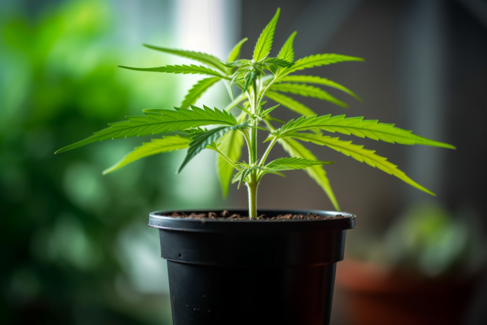 cannabis_pflanze_die_aus_plastiktopf_waechst_vor_dunklem_hintergrund