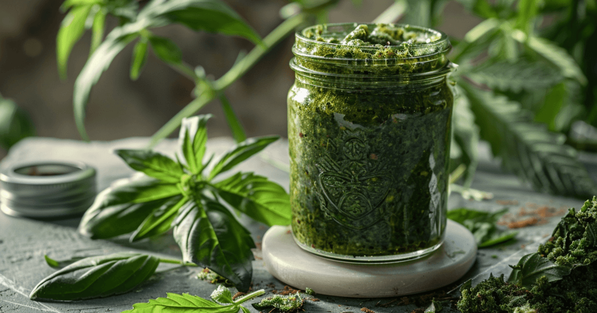 cannabis basilikum pesto